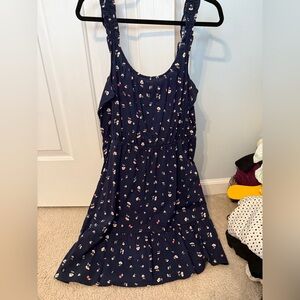 NWT Banana Republic Navy Floral Sleeveless Dress M with Ruffle